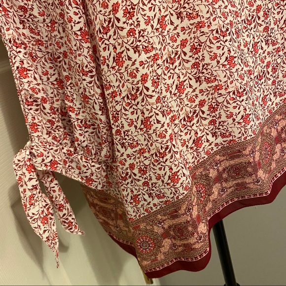 MAX STUDIO Floral/Handkerchief Print Tie Blouse - Picture 6 of 14